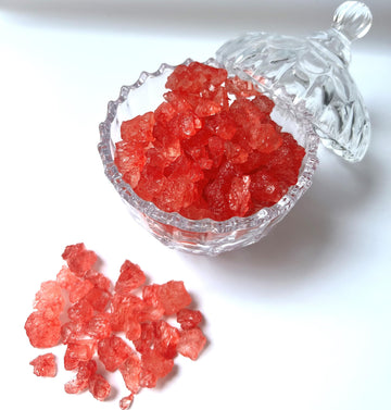 Sweetglob Old Fashioned Large Rock Sugar Candy Gems, Lump Sugar Rock Crystals (Red Strawberry, 1 Pound)