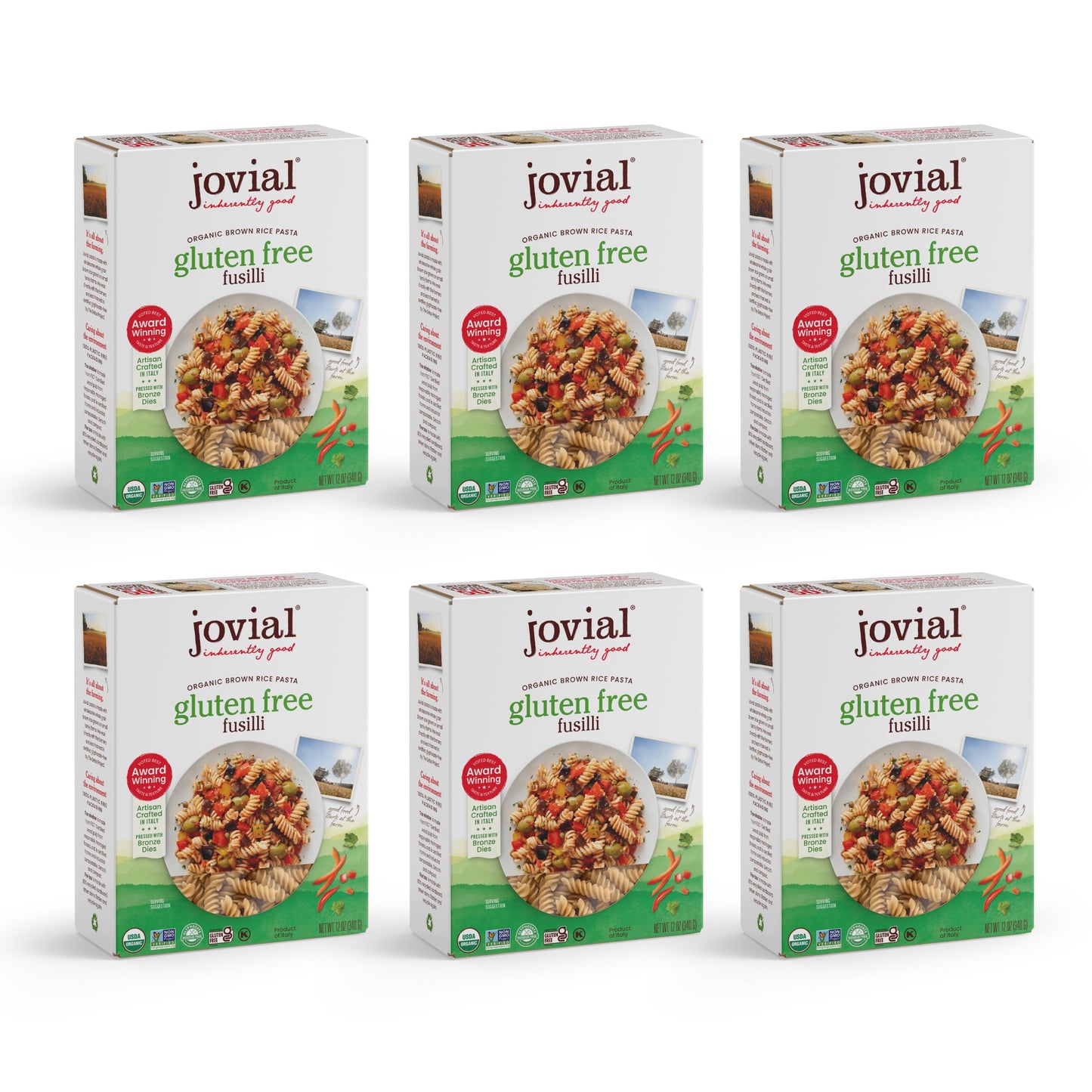 Jovial Fusilli Gluten-Free Pasta | Whole Grain Brown Rice Fusilli Pasta | Non-GMO | Lower Carb | Kosher | USDA Certified Organic