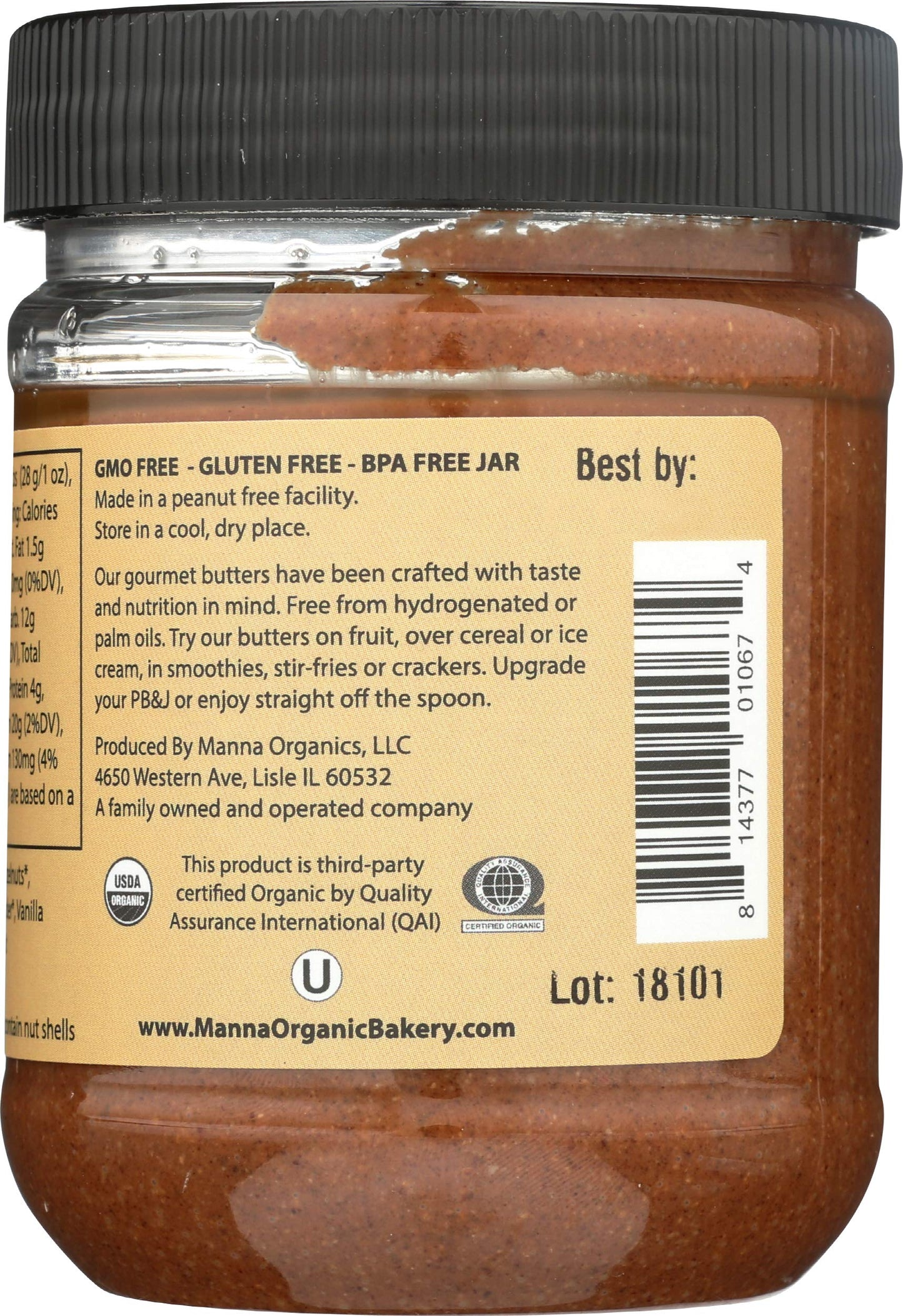 Manna Organics Manna Butter Hazelnut Cocoa Truffle, 11 ounce