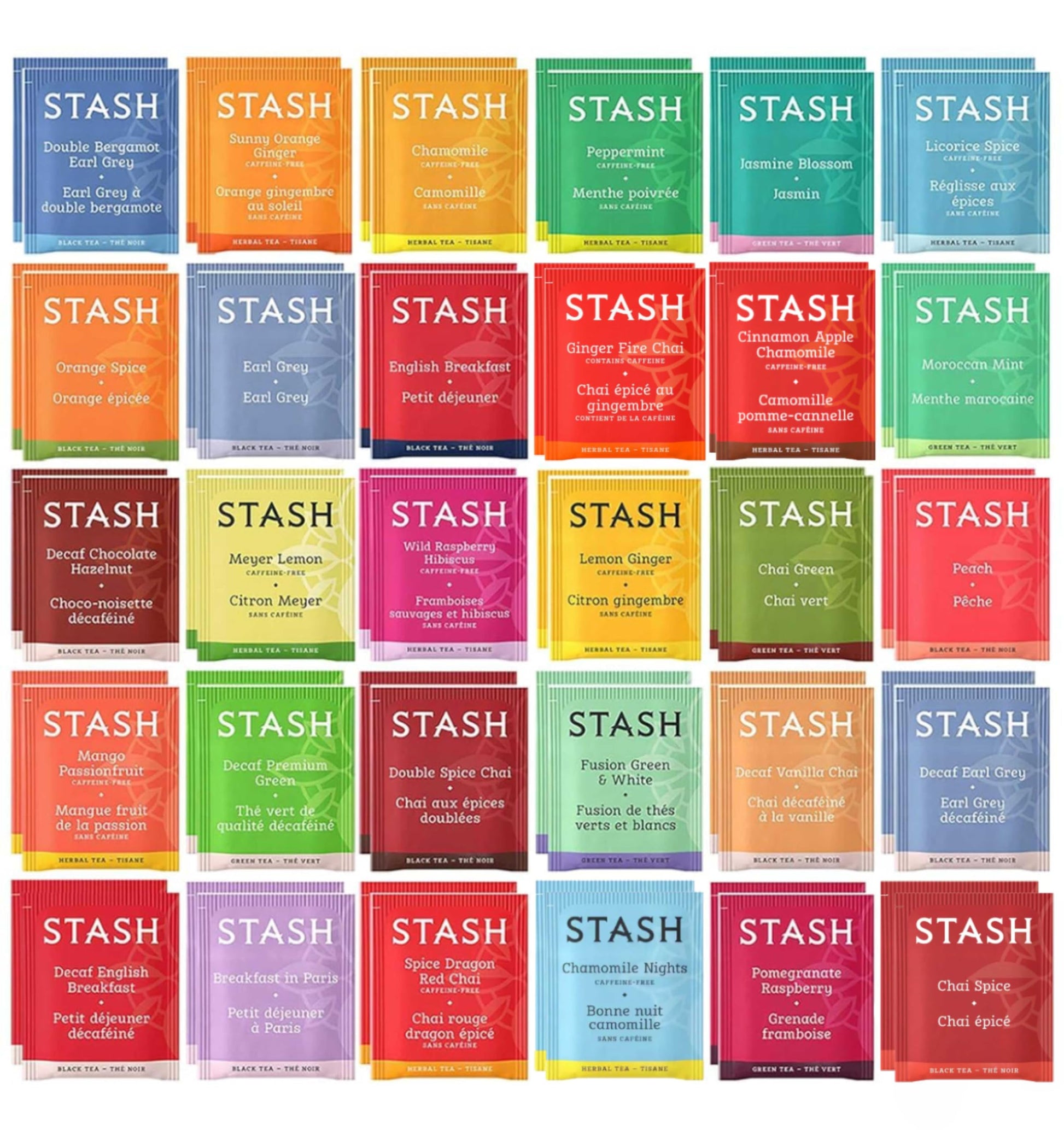 Stash Tea Bags Sampler Assortment Box - 52 Count, 30 Different Flavors, Ideal Gift for Him, Her, Family, Friends, Coworkers
