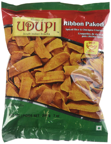 Deep Udupi Ribbon Pakodi Snack, 7 Oz, 1 Count, Traditional Indian Crunchy Treat