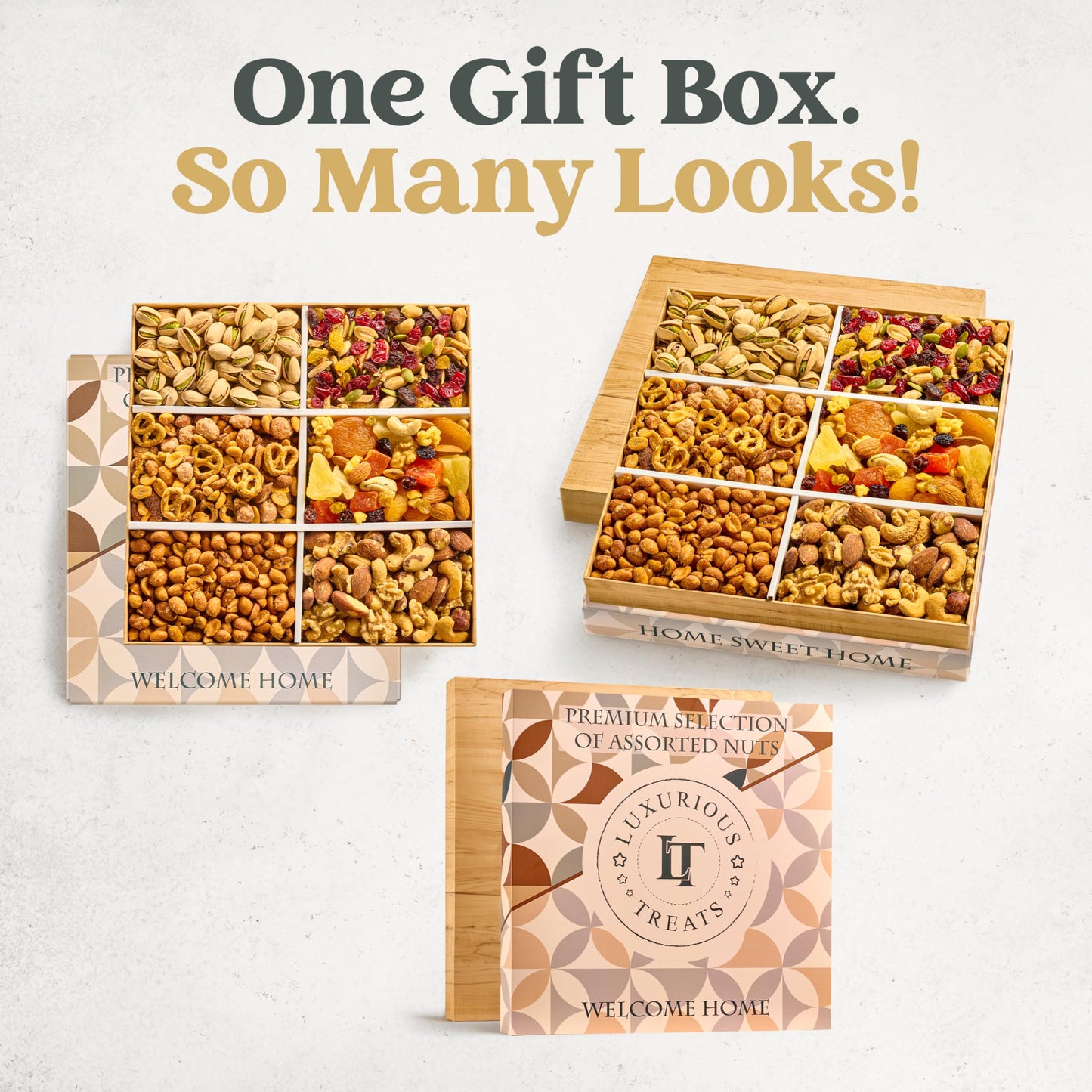 Mixed Nuts Gift Basket - Housewarming Gifts Baskets For Mature-Themeds Gourmet Mixed Nuts Variety Pack, 6 Assortment Healthy Snack Tray, Hostess New Home Gift Idea Great Gifts For Men And Women