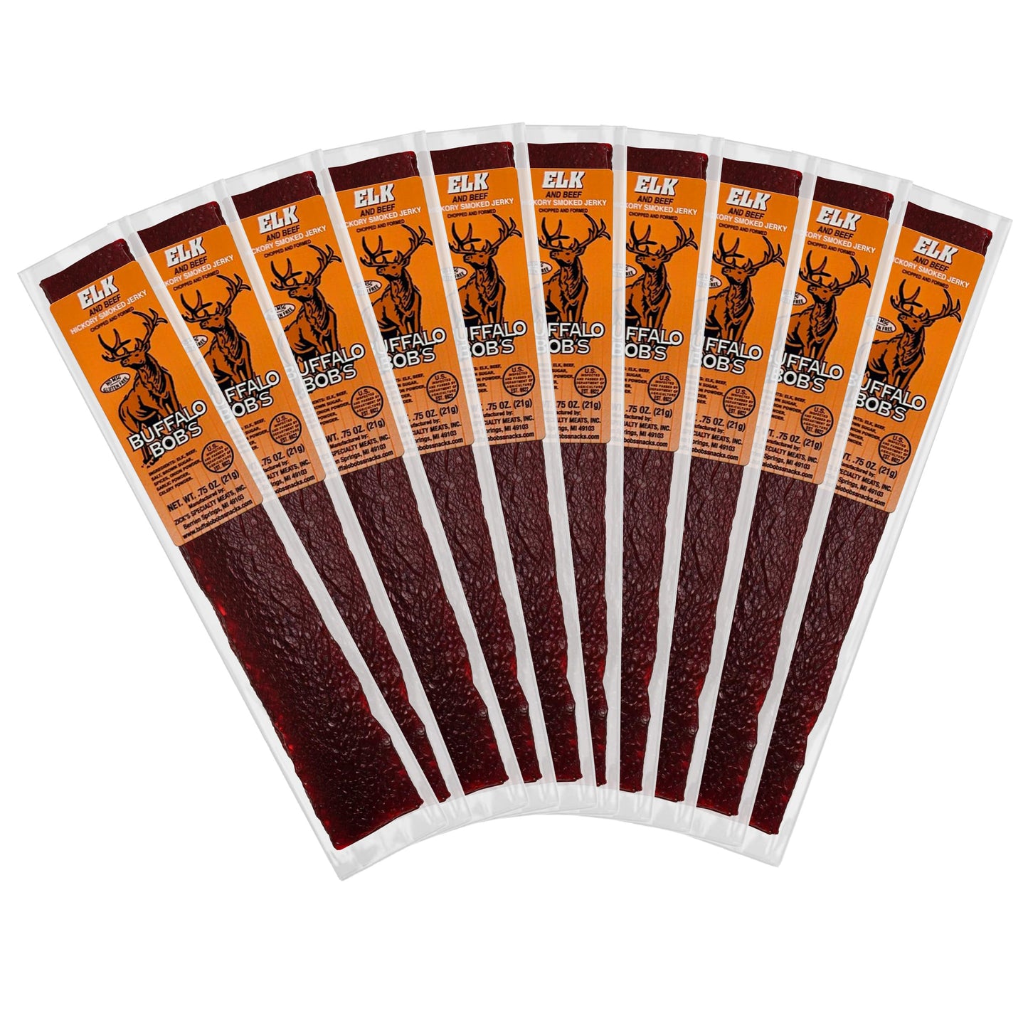 Buffalo BobS Wild Game Meat Snack - Elk And Beef Hickory Rich Flavor Jerky 10 Pack