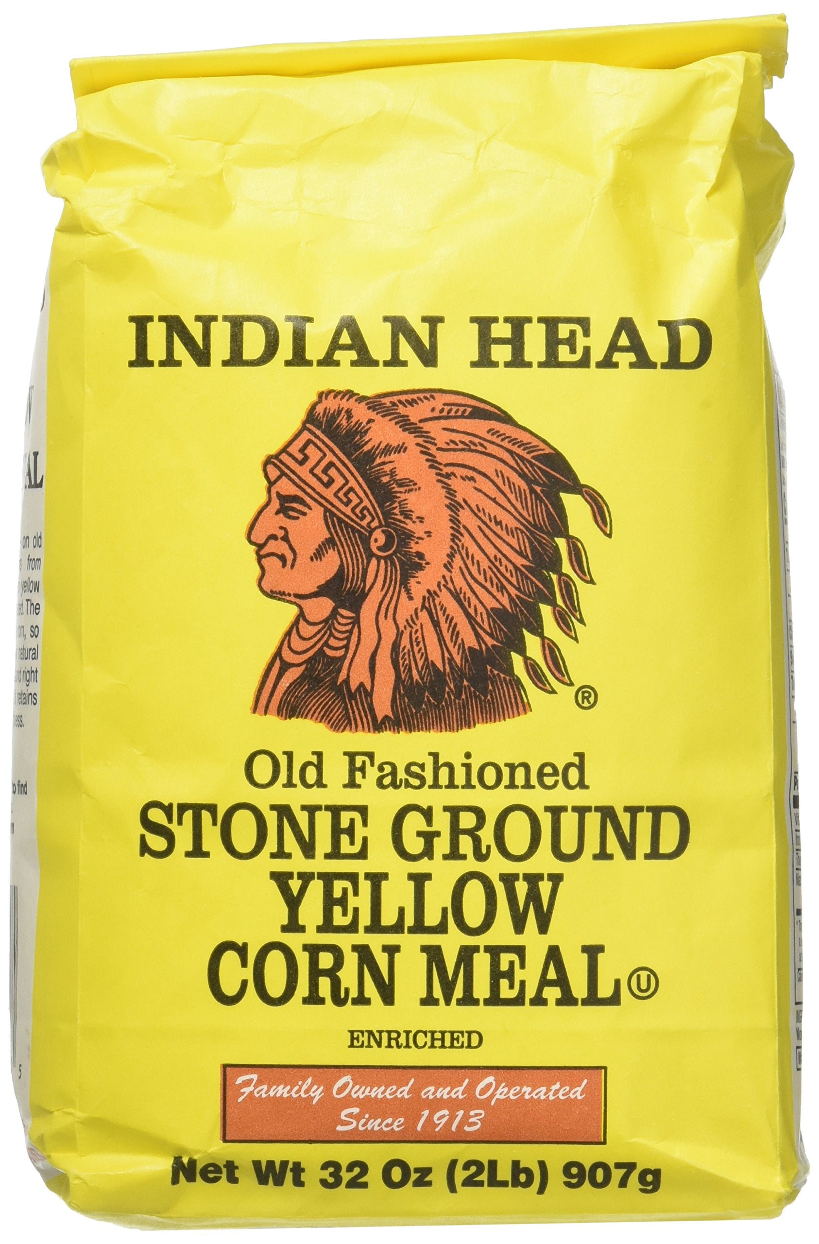 Indian Head Old Fashioned Stone Ground Yellow Corn Meal 2 Lb, 2 Pack