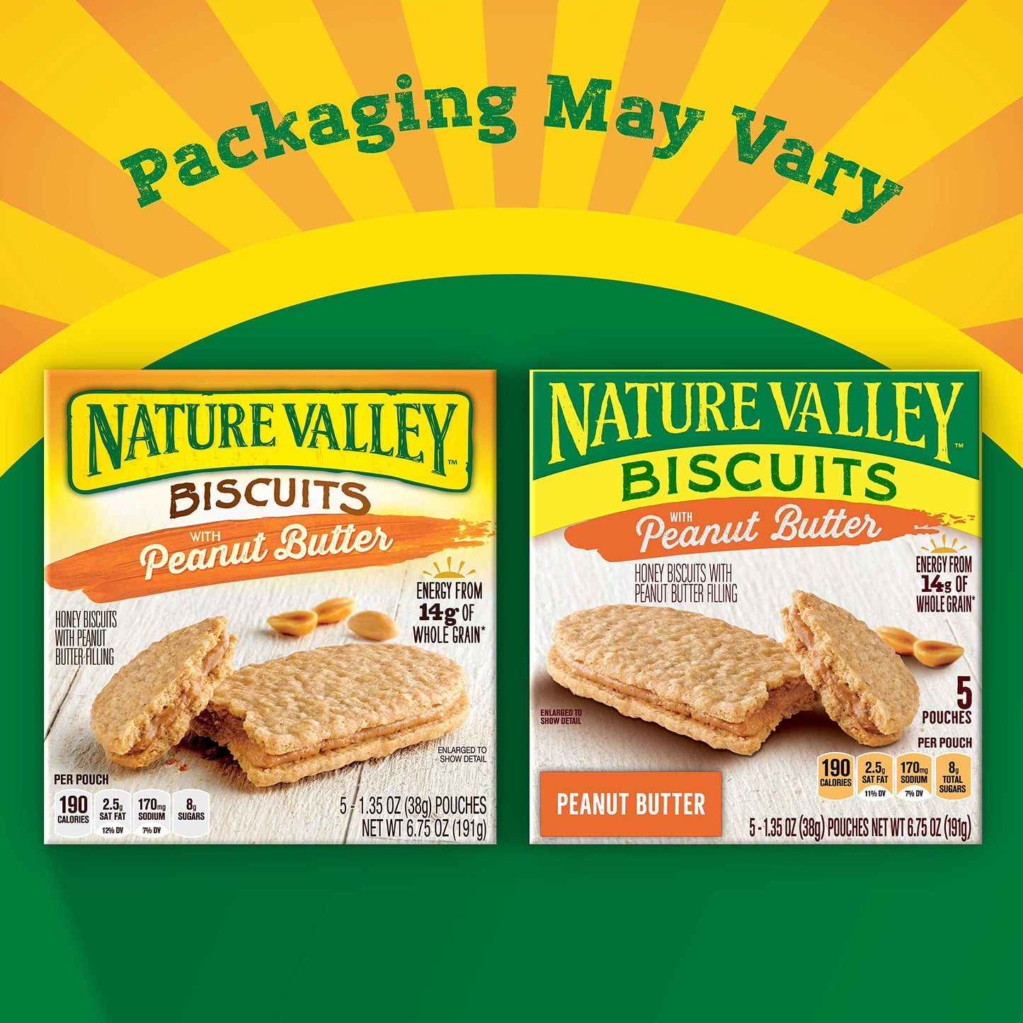 Nature Valley Biscuit Sandwiches, Peanut Butter Snack, 5 ct, 6.75 OZ
