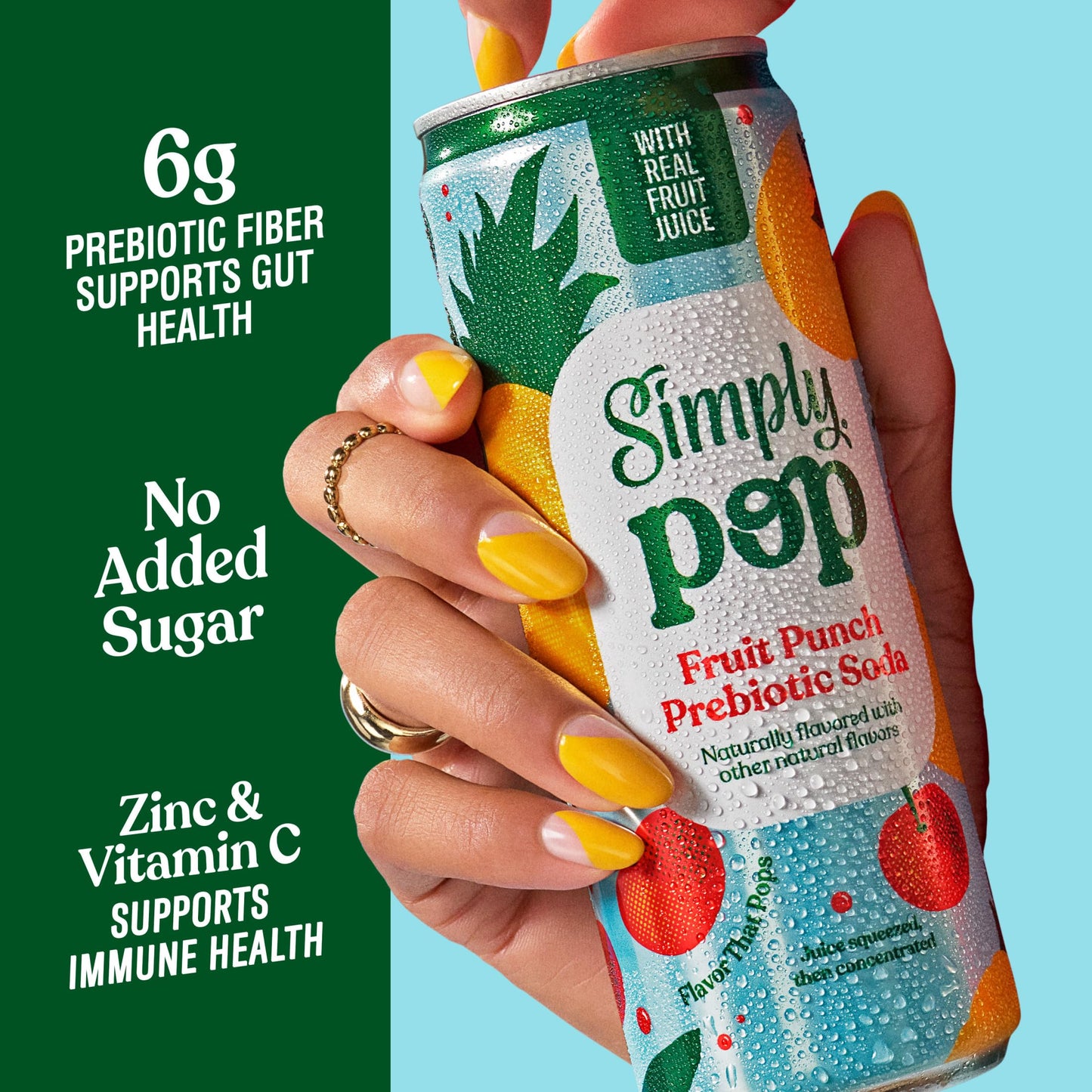 Simply POP Prebiotic Soda Fruit Punch Cans  12 fl oz  12 Pack