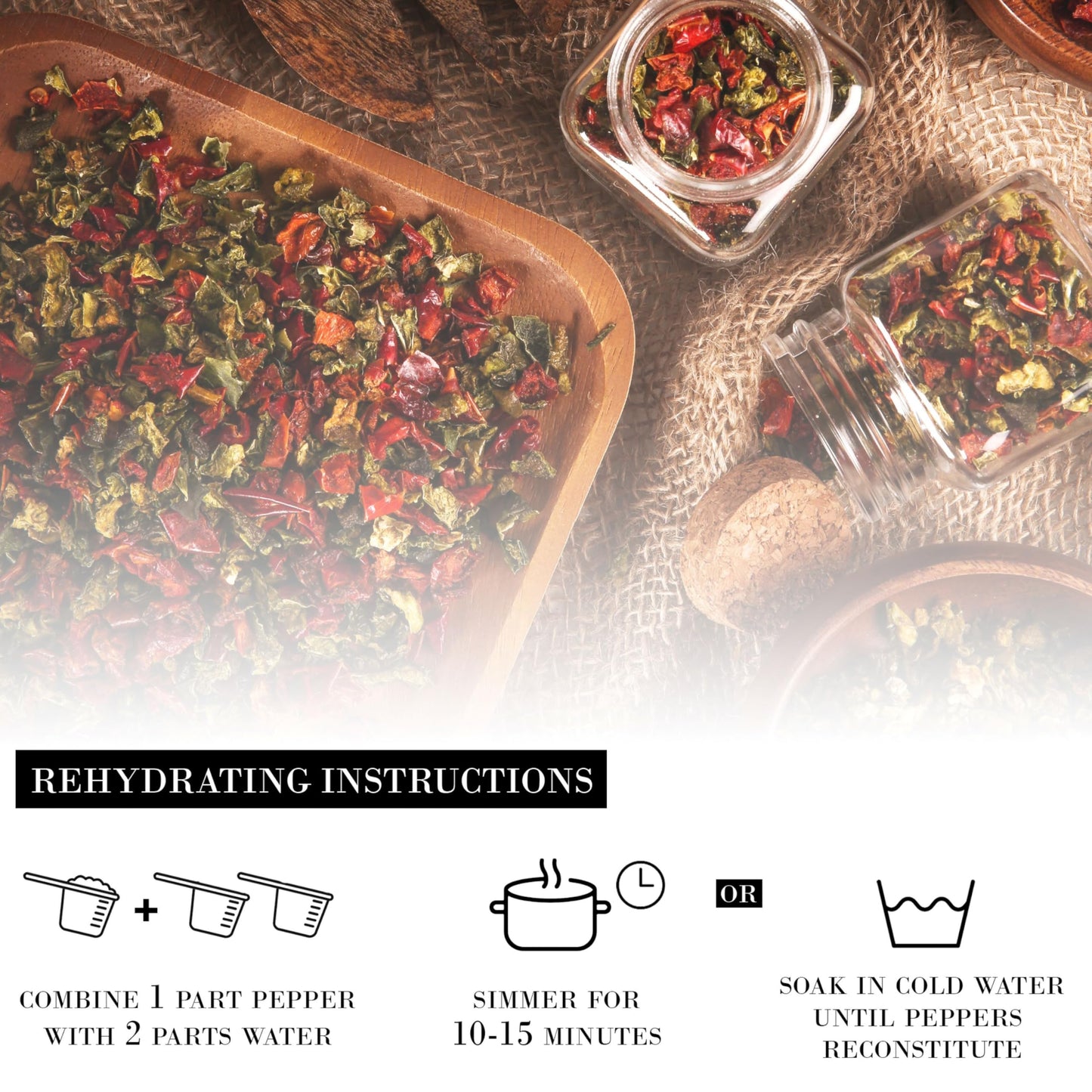 Gourmanity Dried Red And Green Bell Peppers Mix, Flavorful Diced Peppers Fresh And Appetizing, Perfect For Ramen Toppings Soups