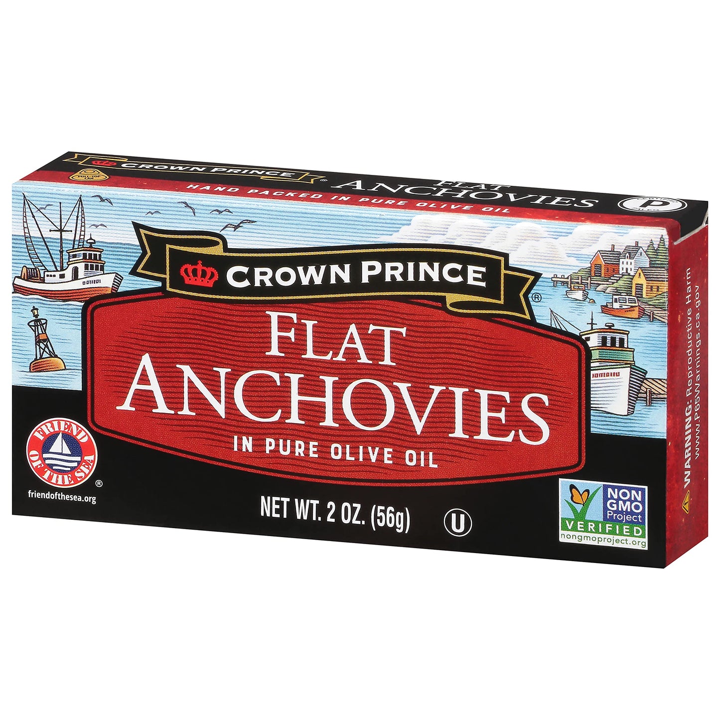Crown Prince Flat Anchovies In Olive Oil, 2-Ounce Cans (Pack Of 12)