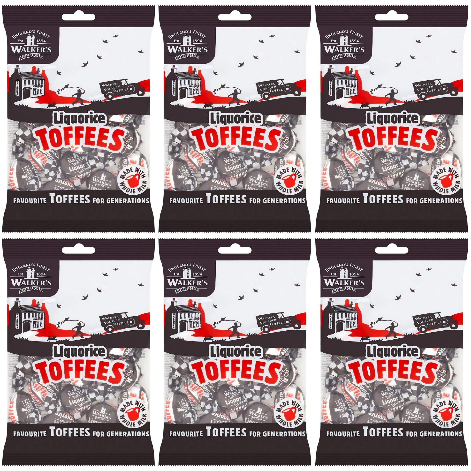 Walkers Nonsuch Liquorice Toffees Bag 5.29 Oz (Pack of 6) – Black Licorice Candy, British Chewy Toffee Candy, Old Fashioned Sweets, Traditional English  , Imported from UK