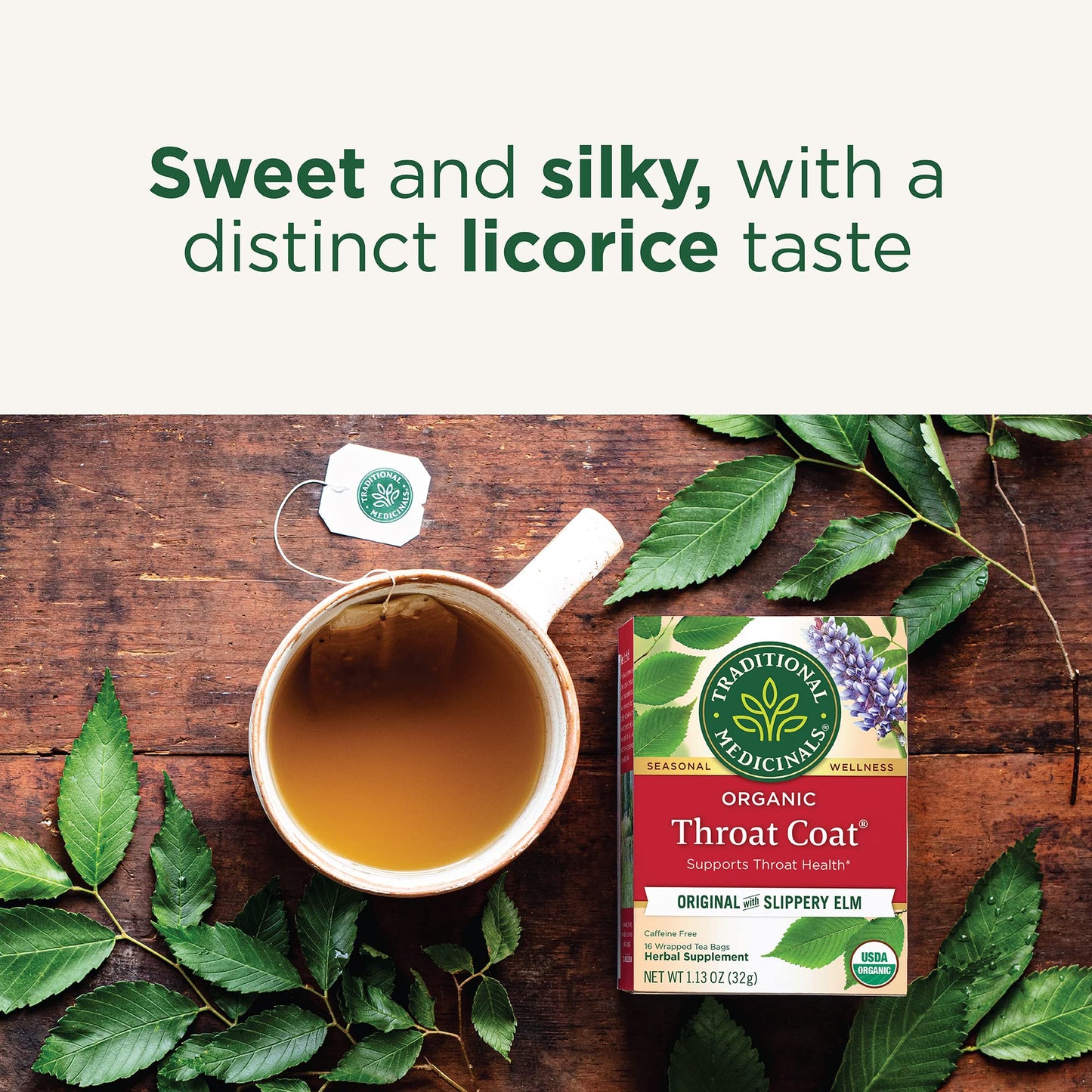 Traditional Medicinals Tea, Organic Throat Coat, Supports Throat Health, 16 Tea Bags