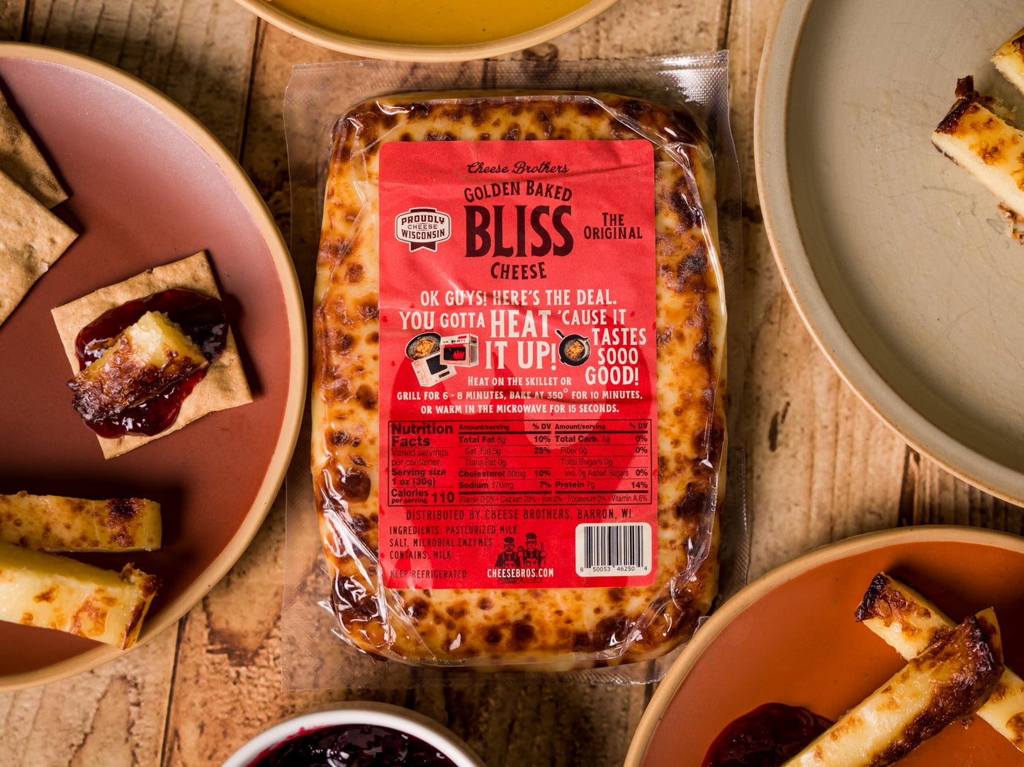 Cheese Bros. Golden Baked Bliss Cheese | Made in Wisconsin | Heat & Eat | Fresh & Crispy | 4 Pack