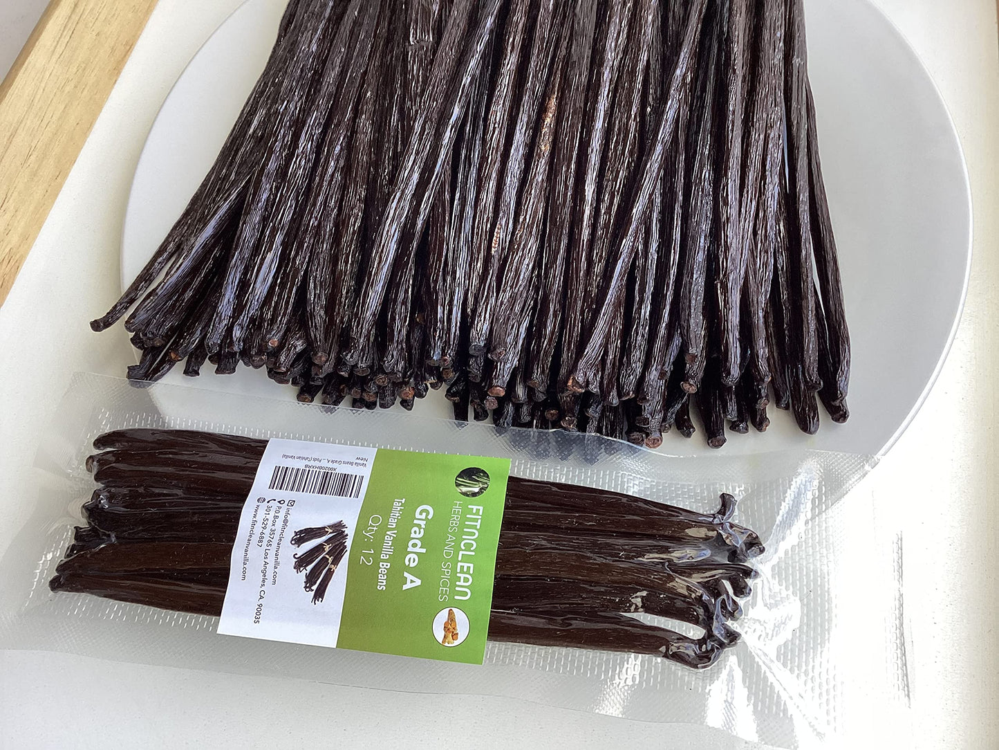 FITNCLEAN VANILLA 12 Tahitian Vanilla Beans Grade A - Fresh NON-GMO Whole Pods, 6-7 for Extract, Cooking and Baking