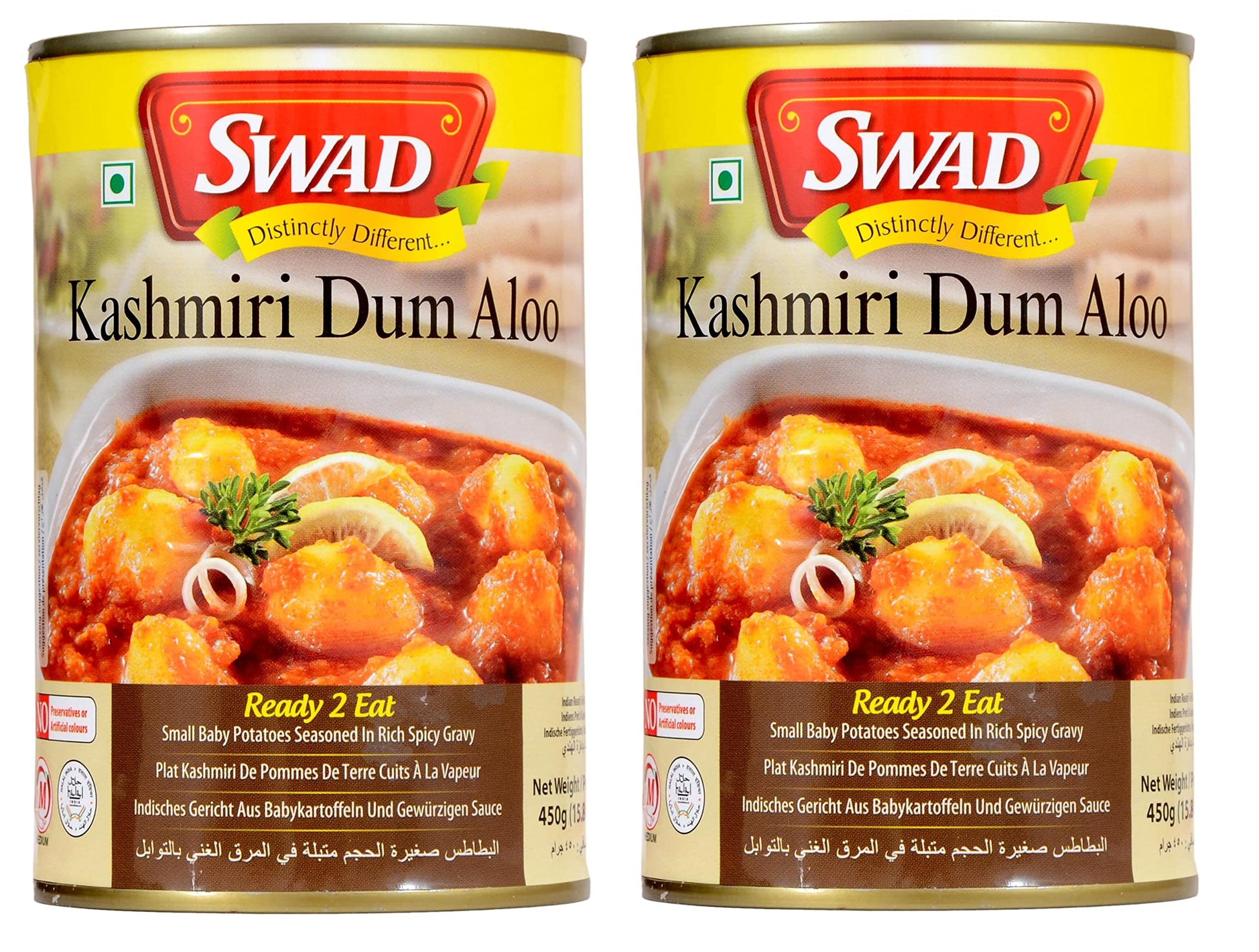 Swad Ready To Eat Kashmiri Dum Aloo Instant Mix Vegetarian Heat & Eat With No Added Preservative - 450 Grams (Pack Of 2)
