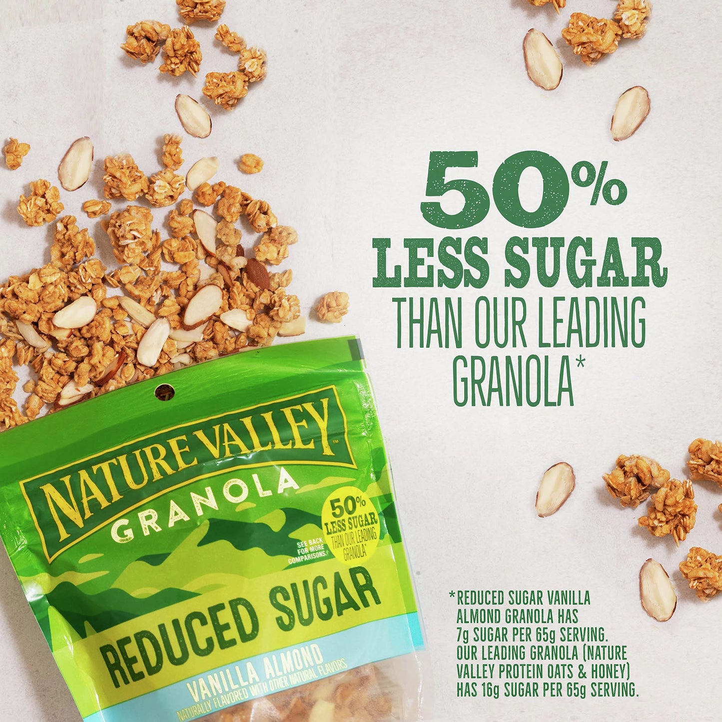 Nature Valley Vanilla Almond Reduced Sugar Granola, 11 Oz Bag (Pack Of 4)