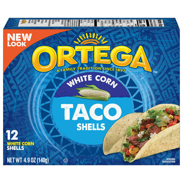 Ortega Taco Shells, White Corn, 4.9 Ounce, 12 Shells (Pack Of 6)