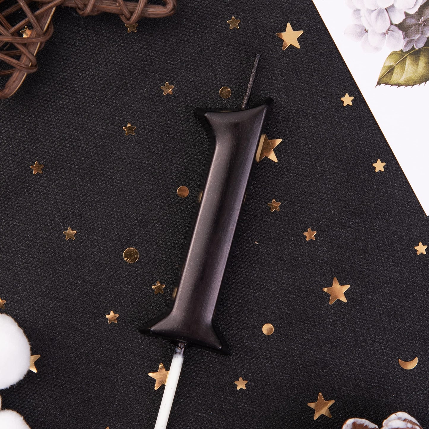 PHD CAKE Black Birthday Candles, 1 Number, 2.76 Inch Wax Cake Decoration