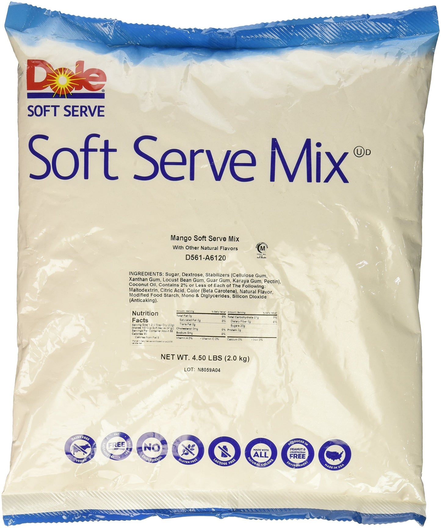Dole Soft Serve Mix, Mango, 4.75 Pound, Model P7713, Perfect for Ice Cream Machines