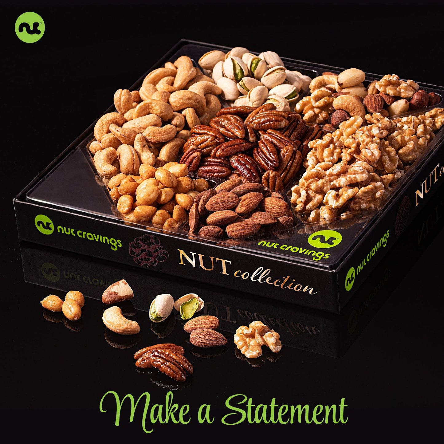 Nut Cravings Gourmet Collection - Rosh Hashana & Shana Tova Nut Collection Gift Basket In Elegant Box (7 Assortments) Arrangemen