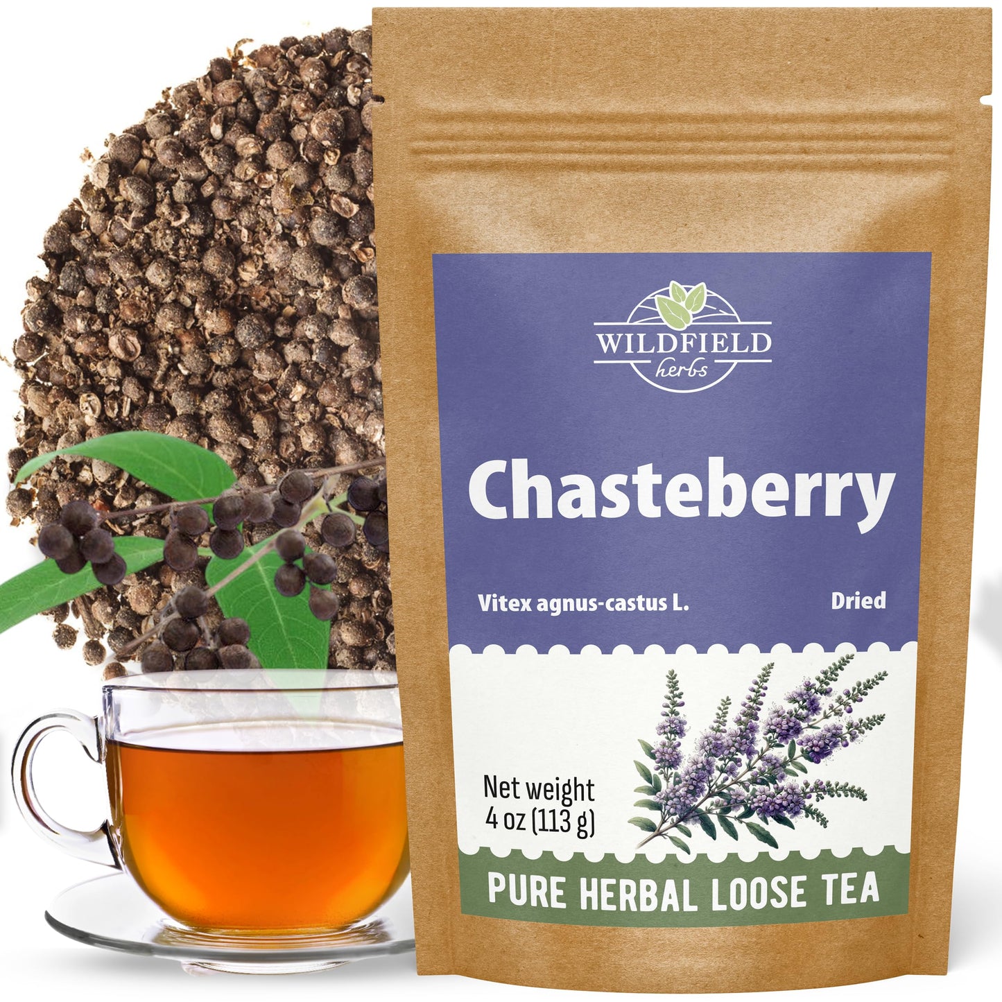 4 oz. Chaste Tree Berry ?hasteberry Tea Chaste Tree Berry Tea Herb (Vitex Agnus-Castus) - 113g Herbal Vitex Sauzgatillo