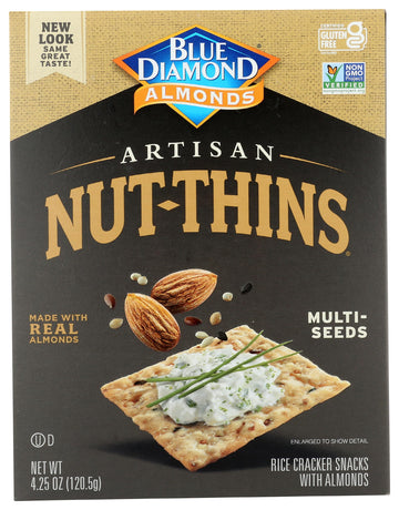 Blue Diamond Gluten Free Nut Thin Cracker Crisps, Multiseed, 4.25 Iybce