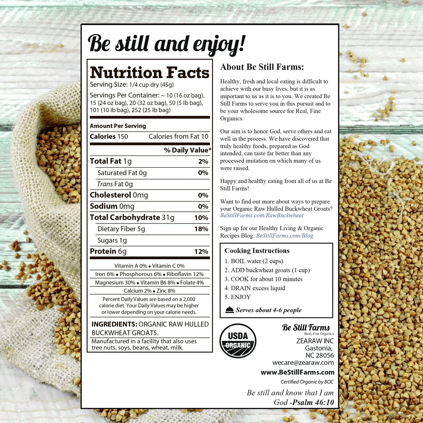 Organic Buckwheat Groats Bulk (2.8Lb) - Whole Raw Buckwheat Hulled By Be Still Farms - Great For Cereal, Salad, Side Dish - High