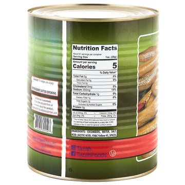 Tazah Cucumber Pickle 6.62 Lbs Large Pickled Cucumbers In Brine 30-36 Large Cucumbers In Each #10 Can Kosher
