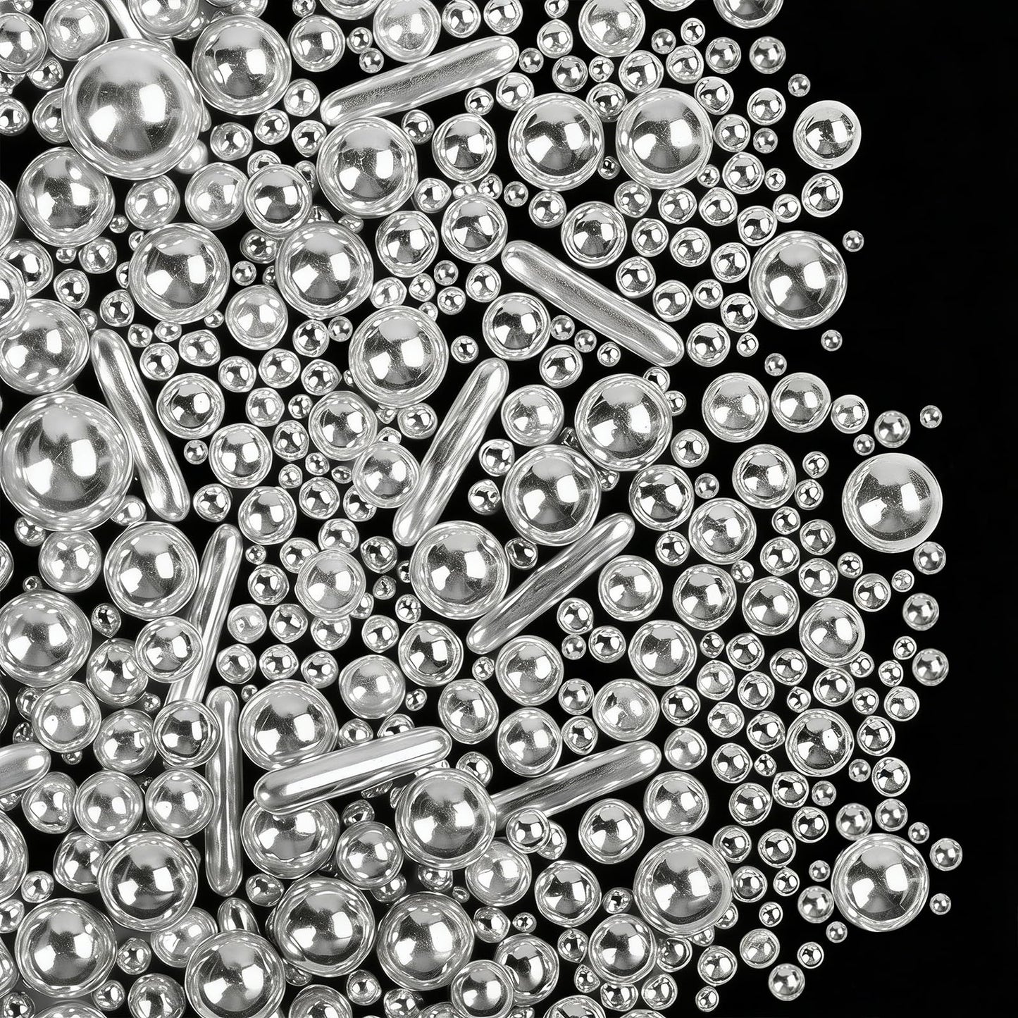 Silver Sprinkles for Cake Decorating, 4.6 oz Edible Pearls Rods Sugar Sprinkles for Baking Cupcake Cookies Ice Cream