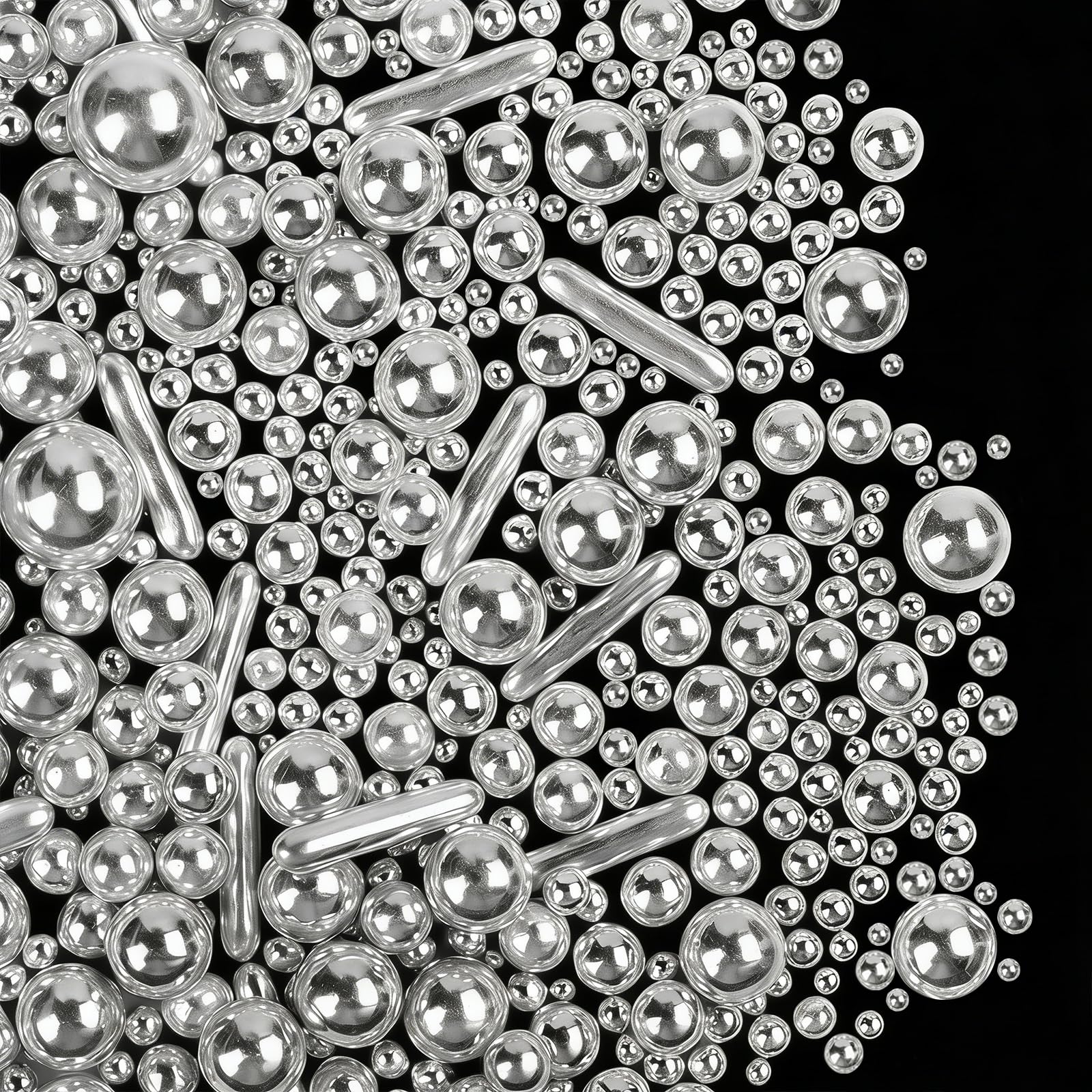 Silver Sprinkles for Cake Decorating, 4.6 oz Edible Pearls Rods Sugar Sprinkles for Baking Cupcake Cookies Ice Cream