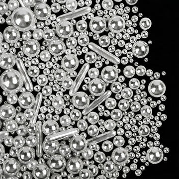 Silver Sprinkles for Cake Decorating, 4.6 oz Edible Pearls Rods Sugar Sprinkles for Baking Cupcake Cookies Ice Cream