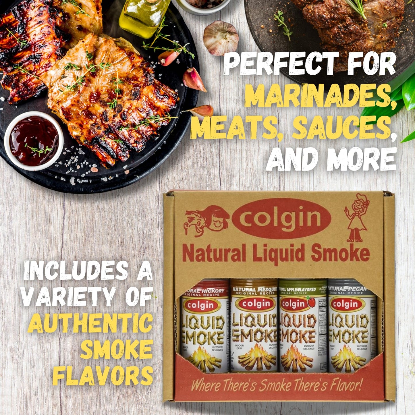 Colgin Liquid Smoke Bundle - Hickory, Mesquite, Apple, & Pecan Flavors (4 Oz Each) For Home Cooks And Bbq Enthusiasts | Assorted
