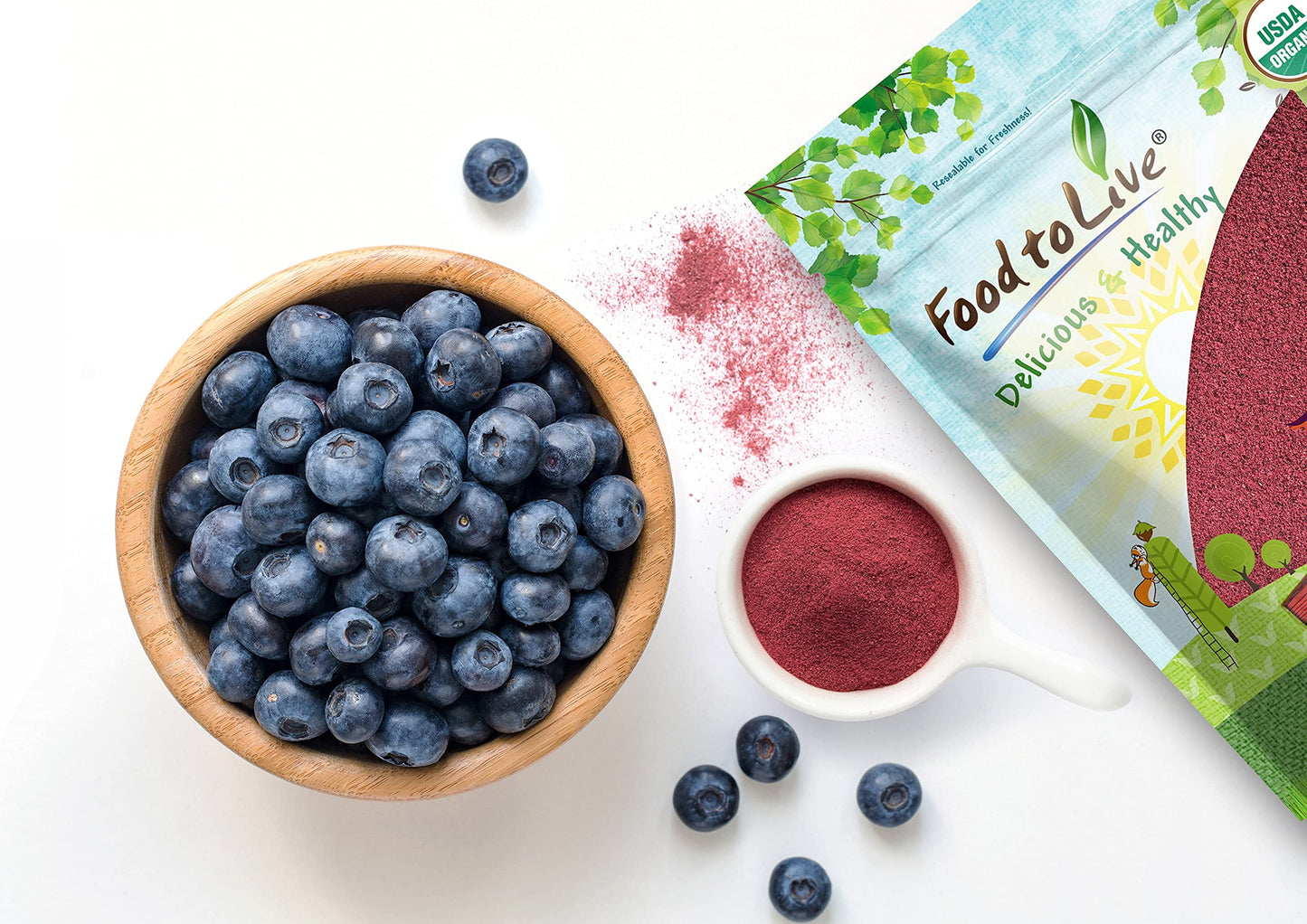 Food to Live Organic Blueberry Powder, 4 Pounds - Non-GMO, Unsulfured, Raw, Vegan, Bulk, Great for Juices, Smoothies, and Instan