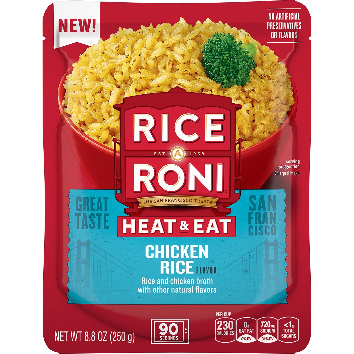 Rice-A-Roni Heat & Eat Rice, Chicken Flavor, 8.8 oz (Pack of 8), Quick Cook, Convenient Microwaveable Meal