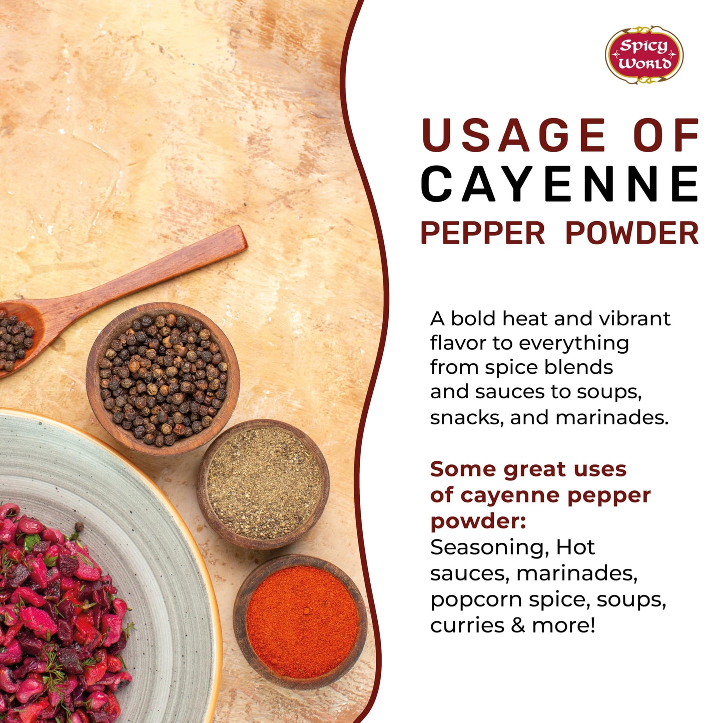 Spicy World Hot Cayenne Pepper Powder, 5 LBS Jar, Gluten Free, Red Ground Pepper, 50,000 SHU Heat Unit