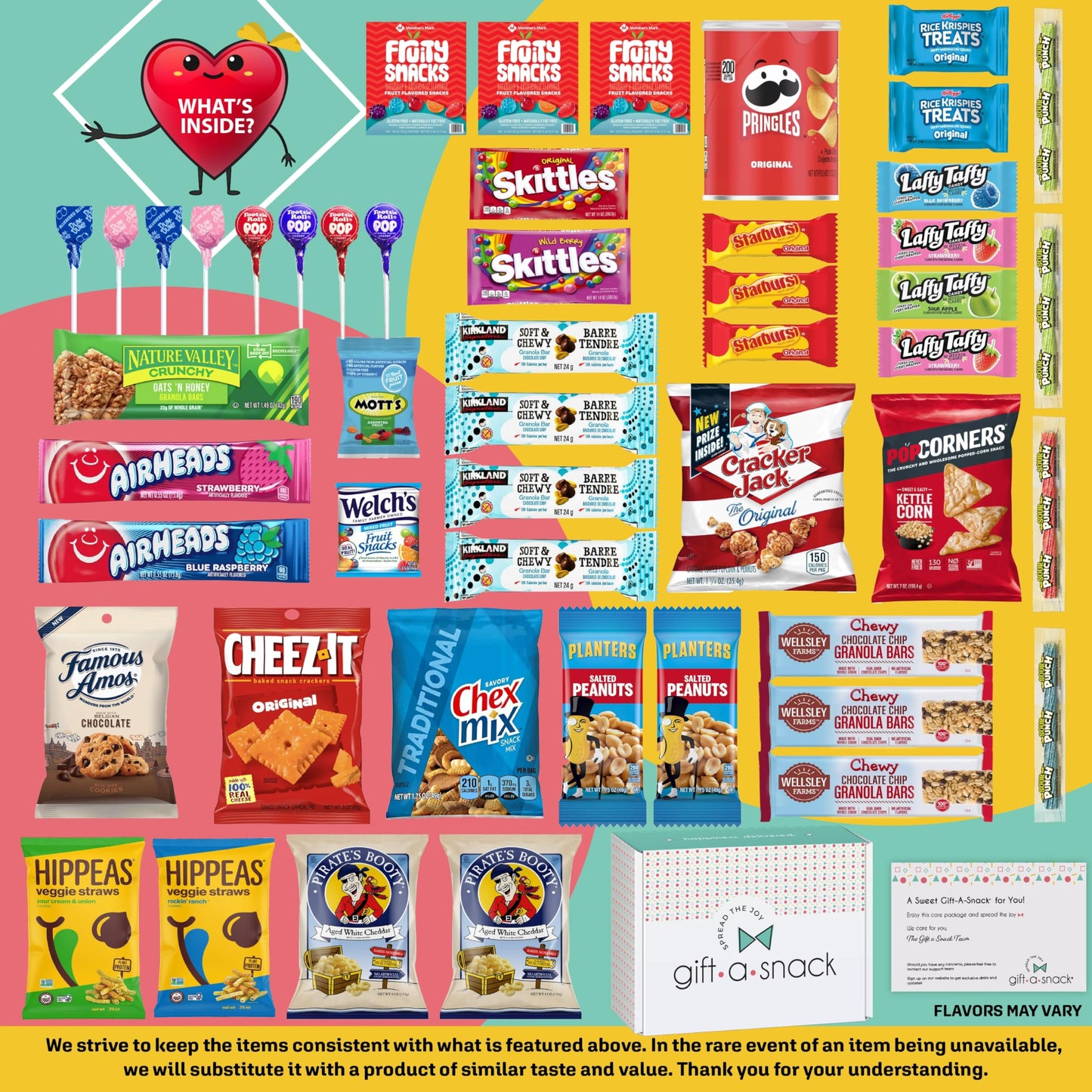 Gift A Snack - Halloween Trick Or Treats Snack Box Variety Pack Care Package + Greeting Card (50 Count) Birthday Sweet Treats Gi