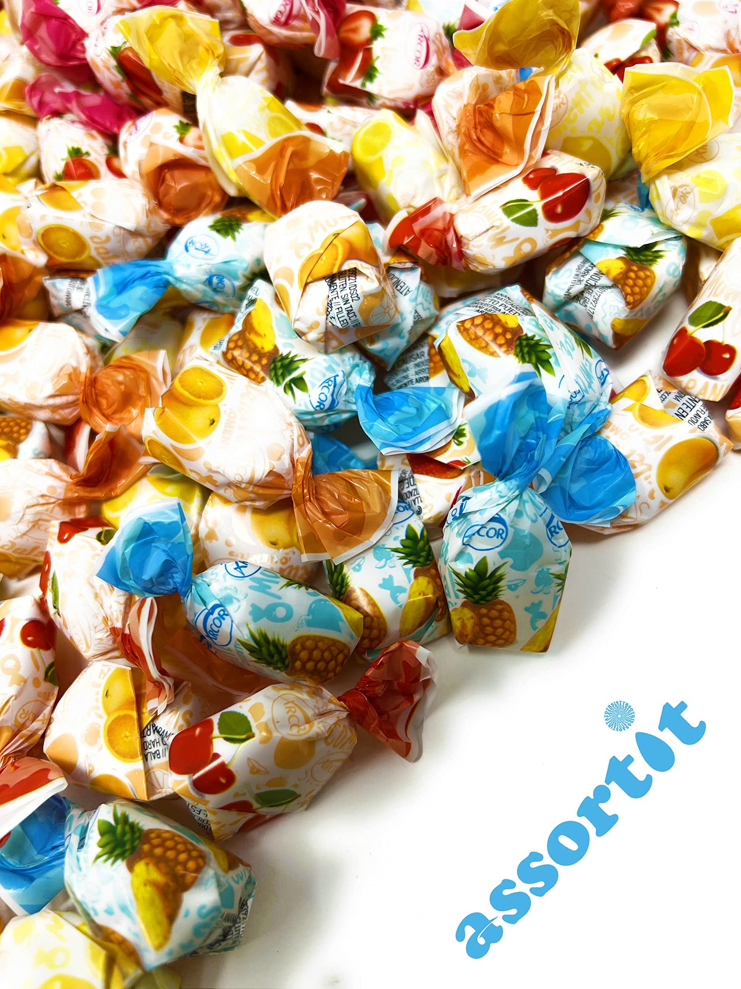 Assortit Halloween Fruit Filled Hard Candies - 3 lbs - Strawberry, Cherry, Pineapple, Orange, Lemon - Bulk Candy Assortment