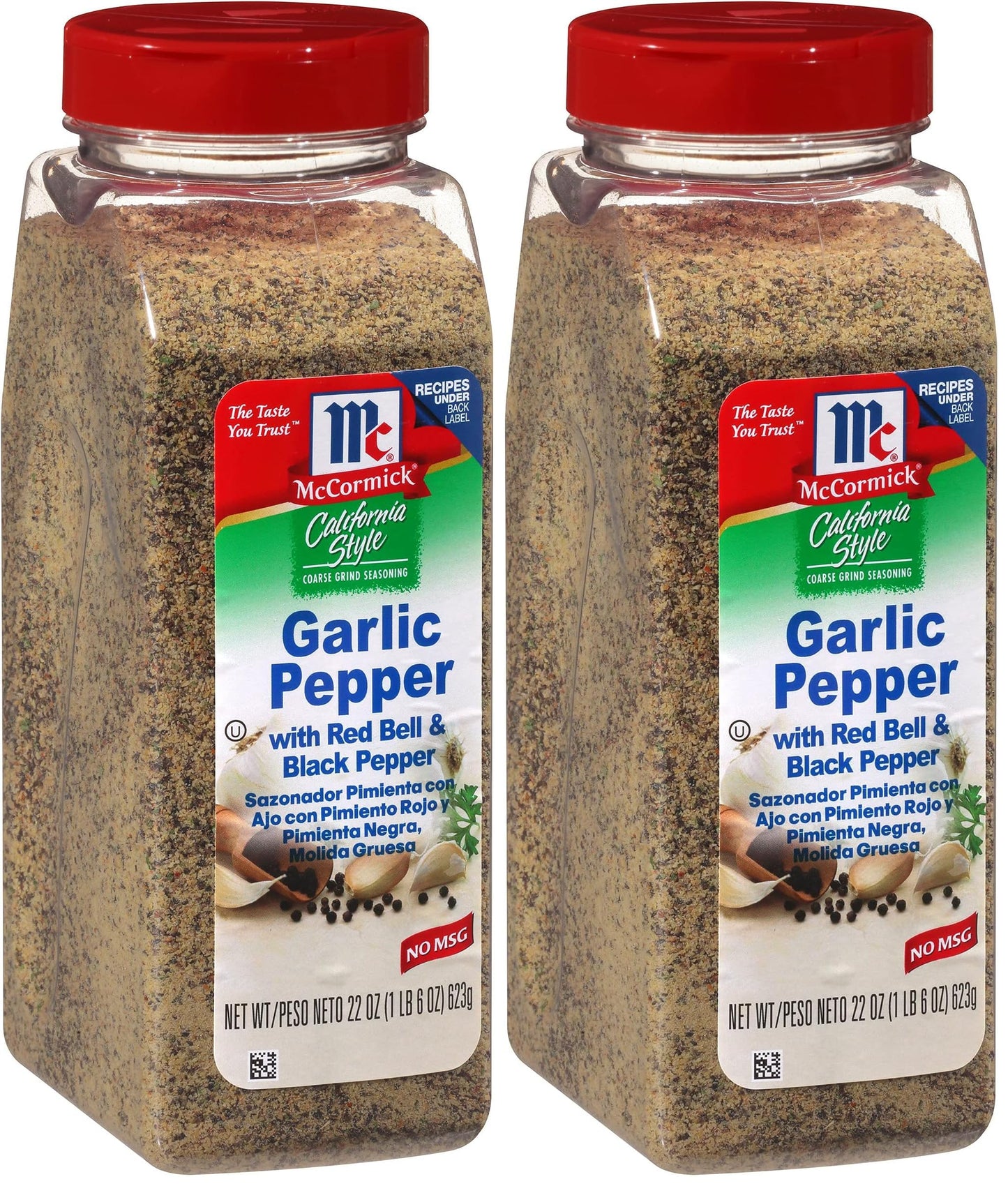 McCormick California Style Garlic Pepper with Red Bell & Black Pepper Coarse Grind Seasoning, 22 oz (Pack of 2)