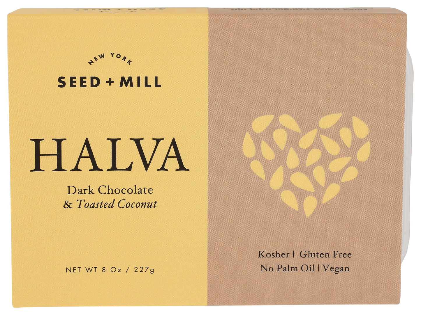 Seed + Mill - Halva - Dark Chocolate & Toasted Coconut - Vegan  Kosher  & Gluten Free - Enjoy This Soft  Fudgelike Candy Made From Sesame Paste  Coconut  & Dark Chocolate - 8 Oz