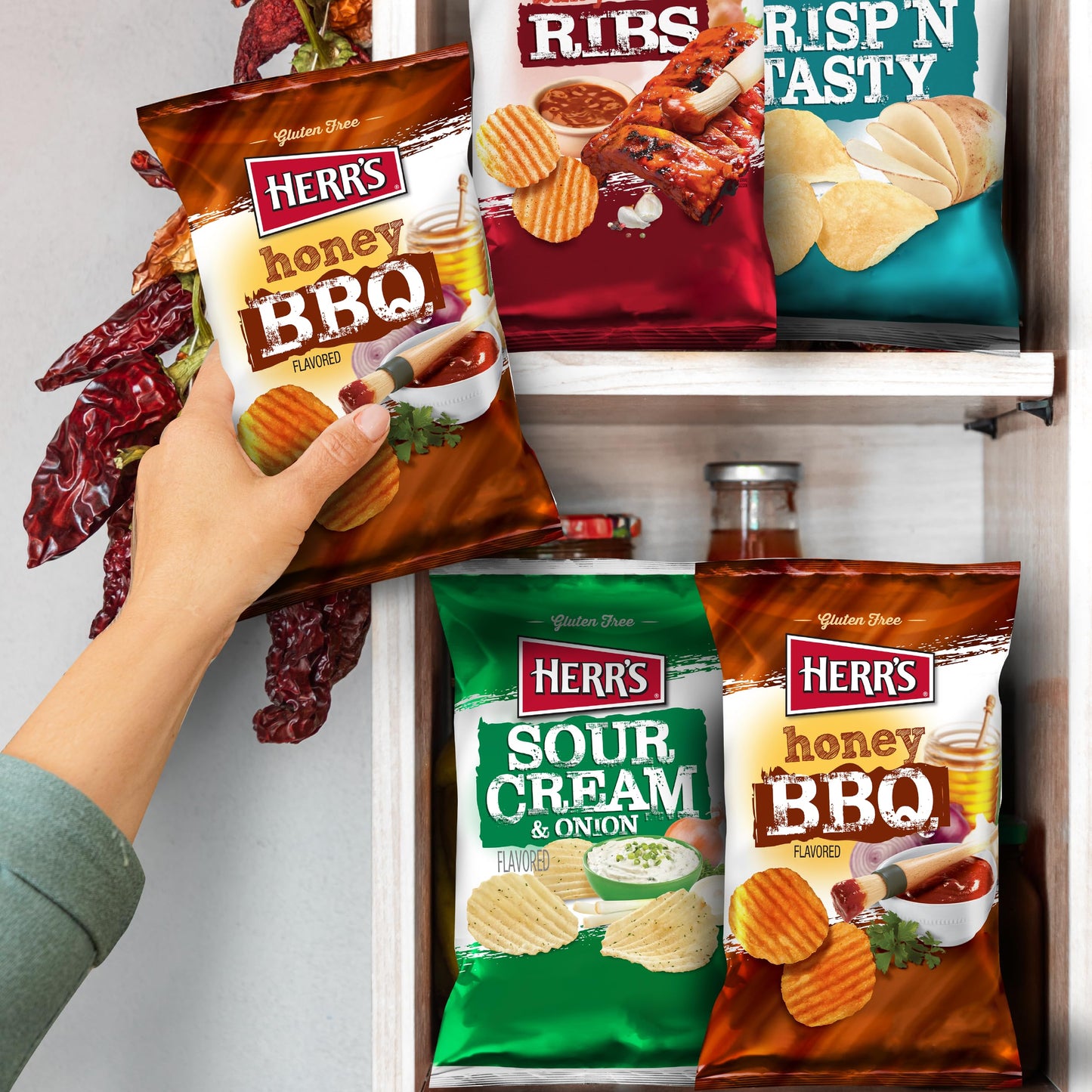 Herr'S Multipack Chip Box, Assorted Flavors, Bulk Snacks - 1.5 Ounce (Pack Of 24 Bags)