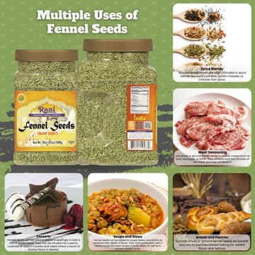 Rani Fennel Seeds Whole Spice 32oz (2lbs) - All Natural, Gluten Friendly, NON-GMO, Vegan, Indian Origin