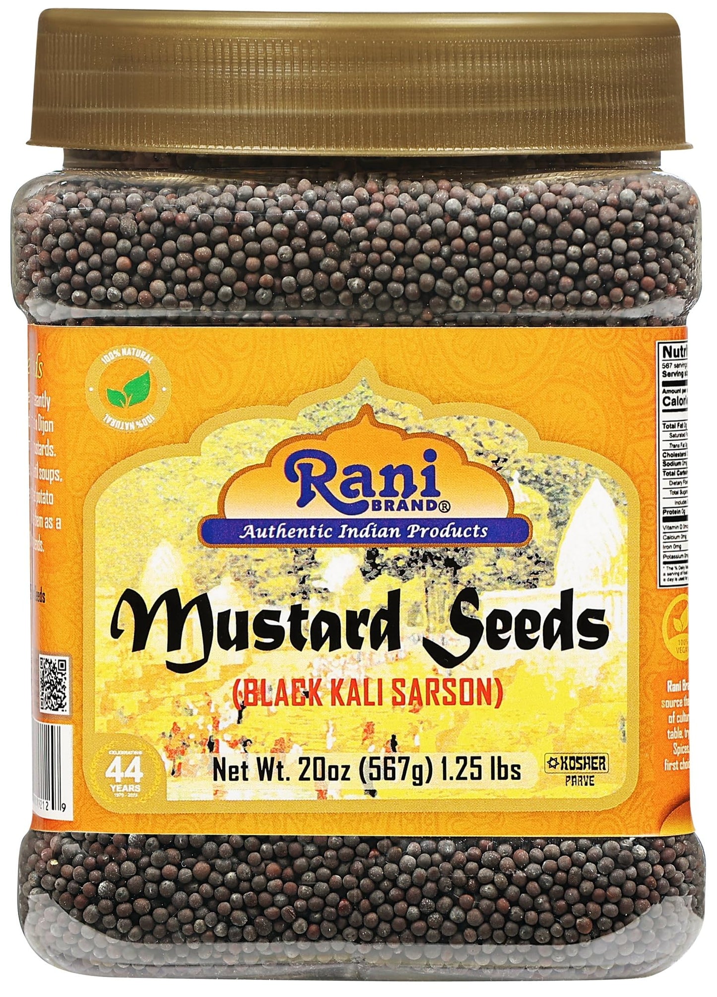 Rani Black Mustard Seeds Whole Spice (Kali Rai) 20Oz (1.25Lbs) 567G Pet Jar ~ All Natural | Gluten Friendly | Non-Gmo | Vegan |