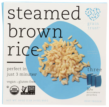 Grain Trust, Organic Steamed Brown Rice 3 Count, 30 Ounce