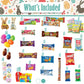 Easter Brown Oval Willow Basket (70 Ct) Filled With Treats, Snacks, Candy, Peelable Gummies, Marshmallow Gummies, Bunny And More