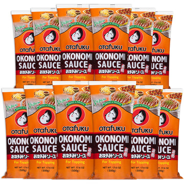 Otafuku Okonomi Sauce, Vegan Japanese Topping For Okonomiyaki Pancakes, 17.6 Ounces (12 Pack)