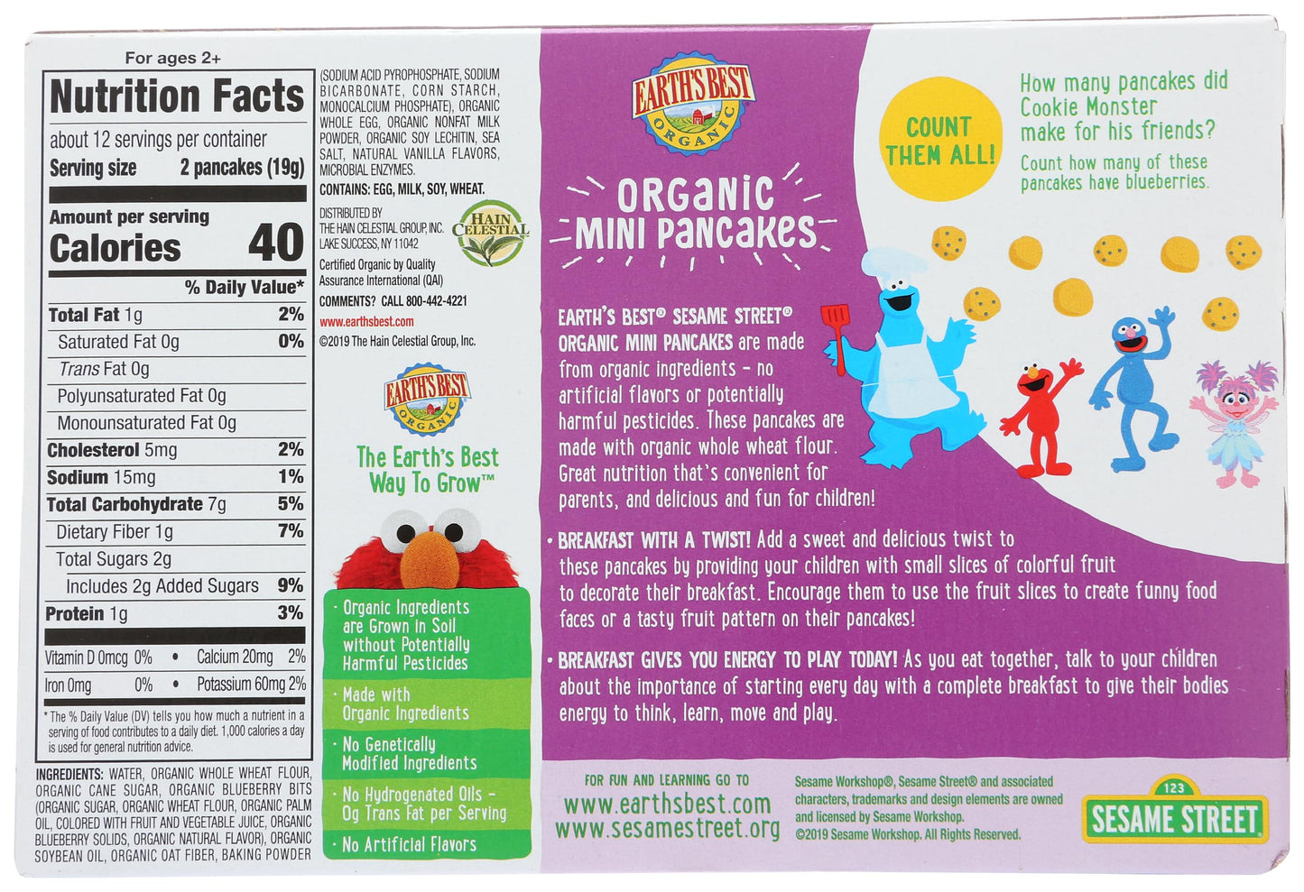 Earths Best Organic Blueberry Mini Pancakes, 8 oz Box