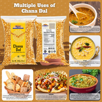 Rani Chana Dal (Split Desi Chickpeas without skin) 14oz (400g) ~ All Natural | Gluten Friendly | NON-GMO | Kosher | Vegan | Indi