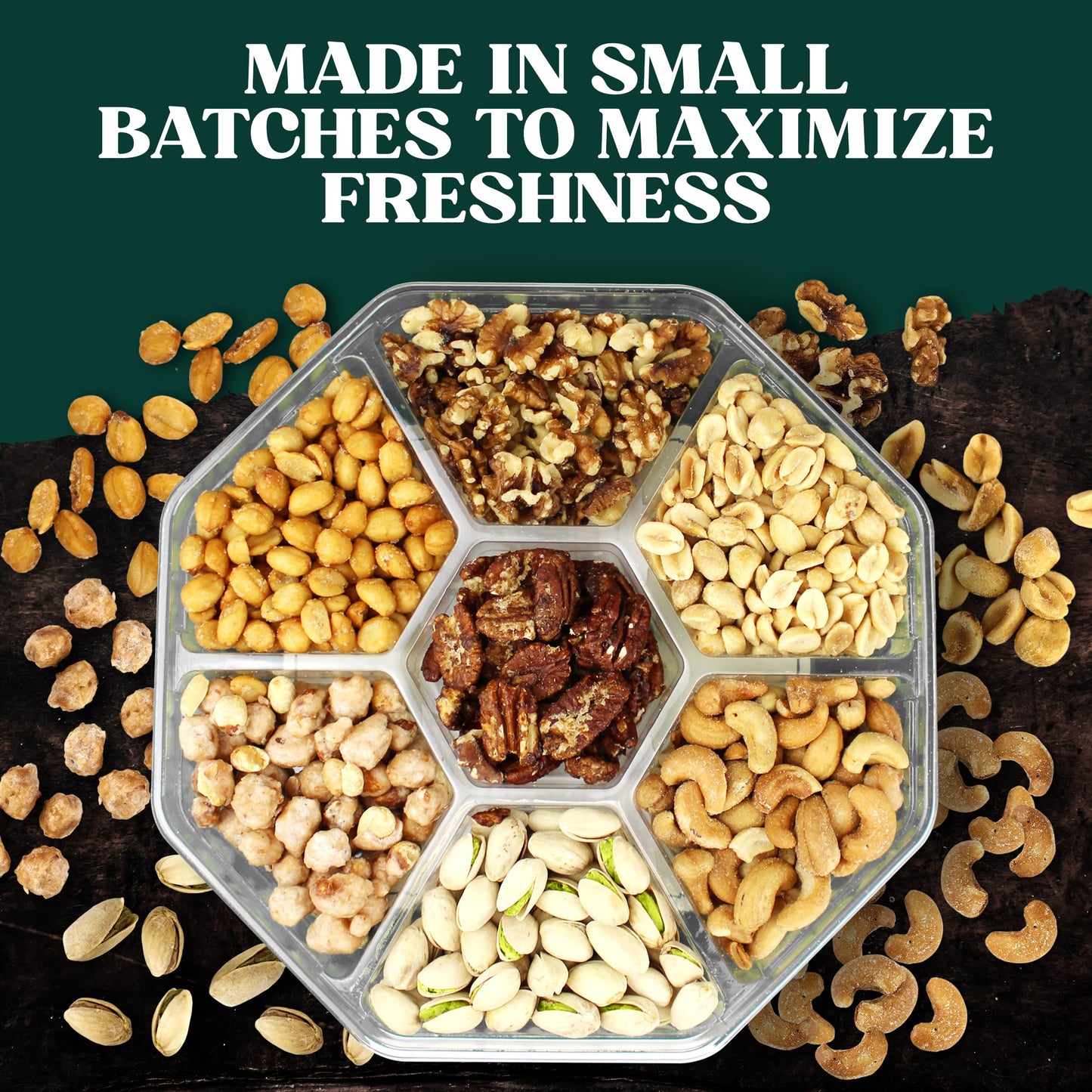 Simple Orchards Gourmet Nuts Gift Basket - Large Family Pack - Freshly Roasted Nuts - Green Box