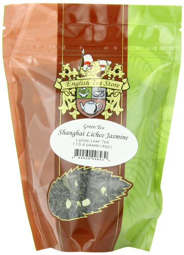 English Tea Store Loose Leaf, Shanghai Lichee Jasmine Tea Pouches - 4oz, 4 Ounce