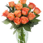 KaBloom Fresh Orange Roses Bouquet - 12 Long-Stem Flowers with Vase - Mothers Day Gift - Model KADF3635-V118-A999