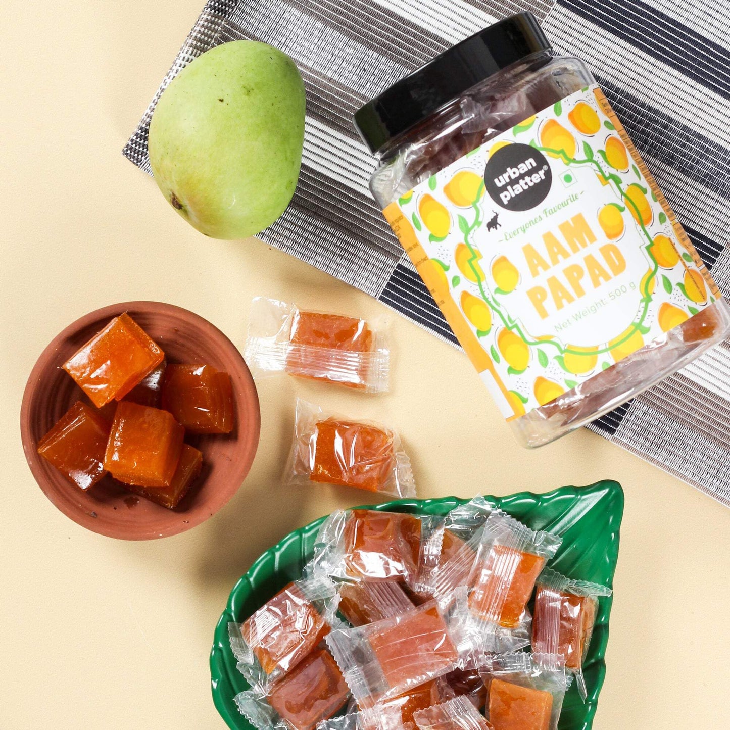 Urban Platter Aam Papad | 17.64 Oz (500G) | Indian Mango Fruit Leather | Sweet & Tangy Snack | Made From Real Mango Pulp | Soft, Chewy & Delicious Candy | Vegan & Preservative-Free