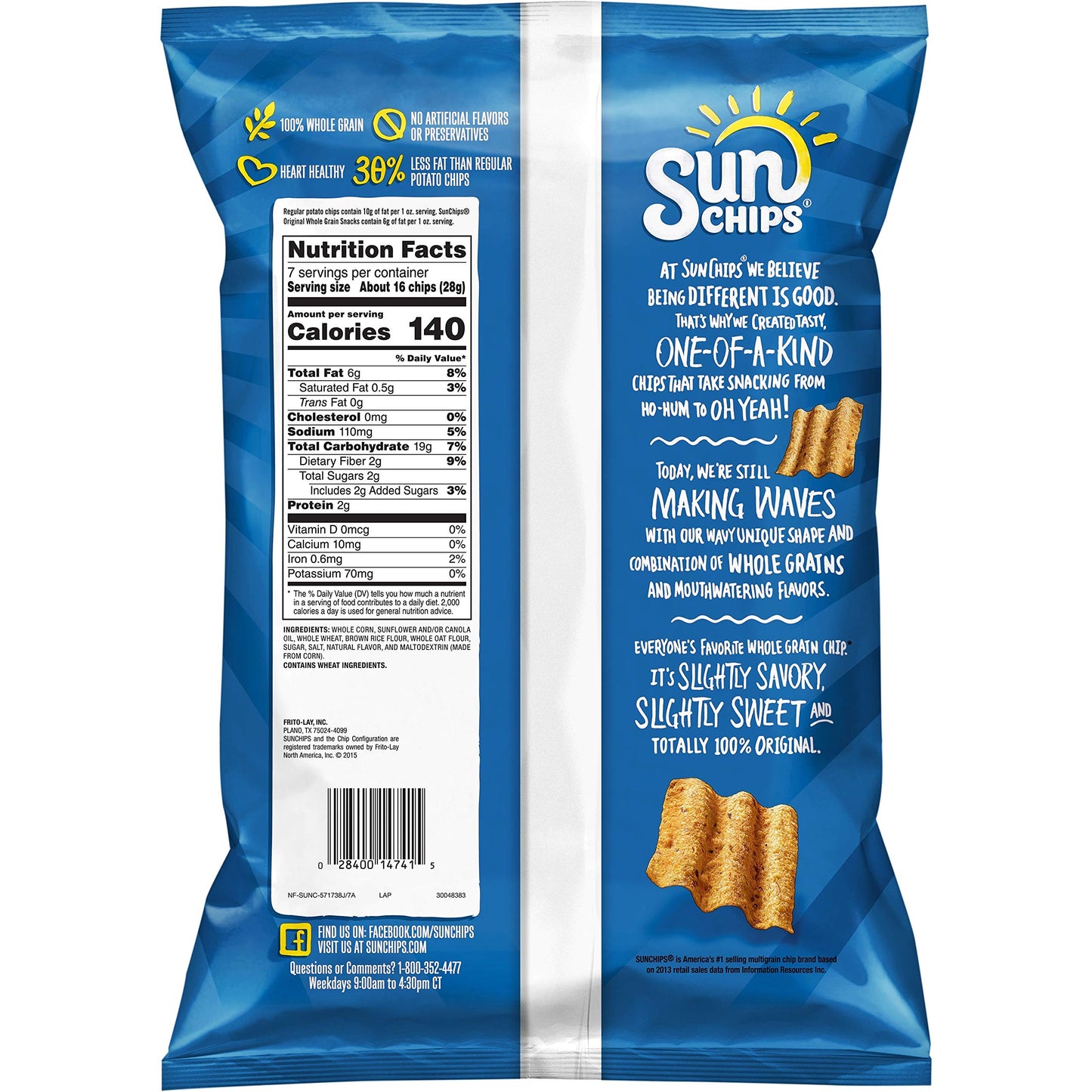 SunChips Whole Grain Snacks, Original, 7 Oz